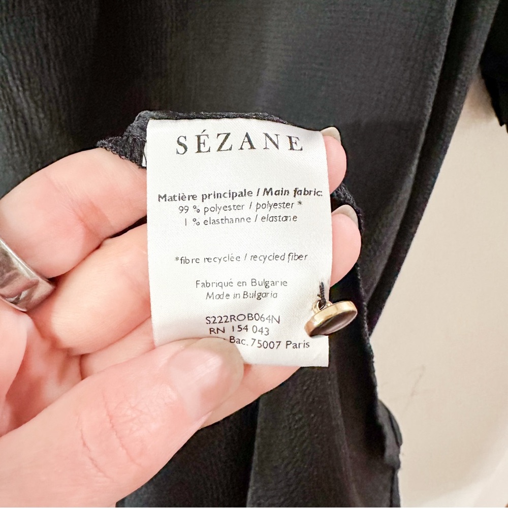 Sezane Daria Dress Midi Noir Black Size 46 US 14 - Picture 5 of 8